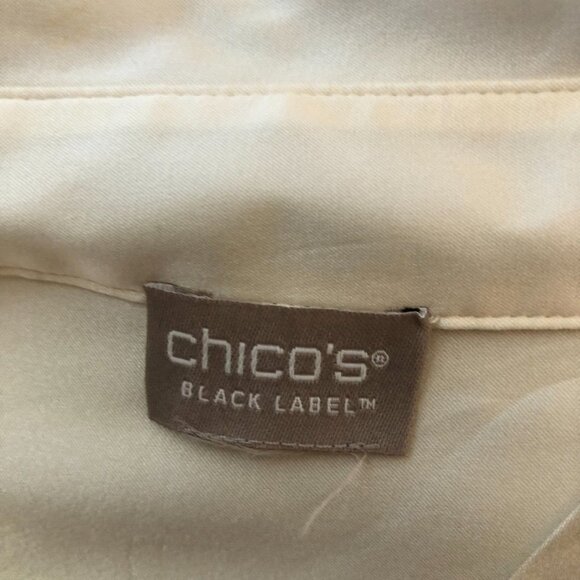Chico's Black Label Ivory Silk Blend Blouse Long Sleeve Collared Desc. for Size - Picture 6 of 7